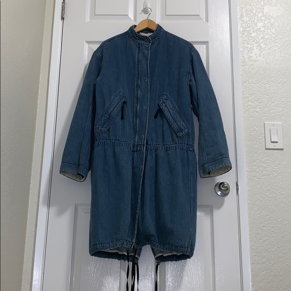 Helmut Lang denim trench: Sherpa lined